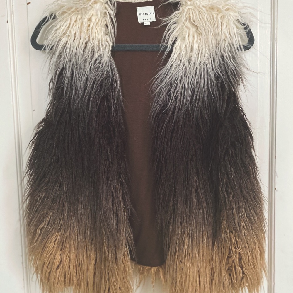 Tri-Color Shag Faux Fur Vest